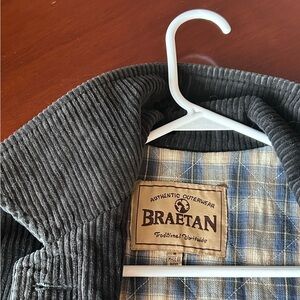🤍Braetan Charcoal Corduroy Jacket with Plaid Lining